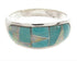 Southwest Turquoise and Opal Silver Ring Size 6-3/4 IS58269